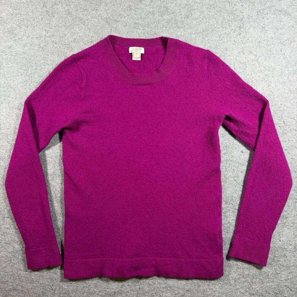 J.Crew Wool Blend Sweater Womens XS Magenta Fuchsia Crewneck Fitted Knit Preppy